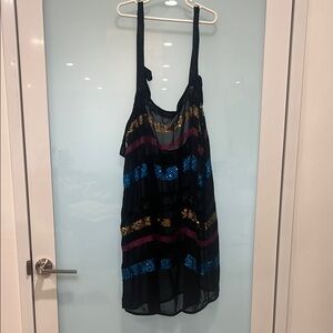 Black Sequin Striped Dress